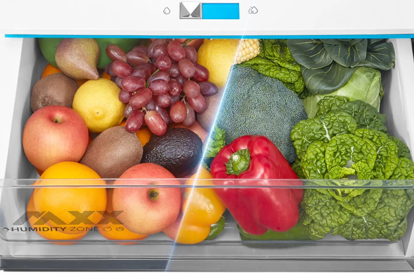 Control de humedad Mantenga las verduras y frutas más frescas